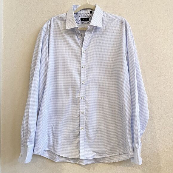 Sand Copenhagen Mens Long Sleeve Button Front Cotton‎ Dress Shirt 44 Blue White - Picture 7 of 12